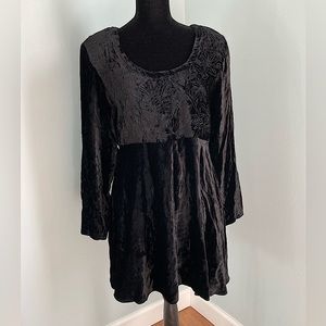 Nostalgia Vintage 1990s Grunge Style Crushed Velvet Boho Dress Black Size Small